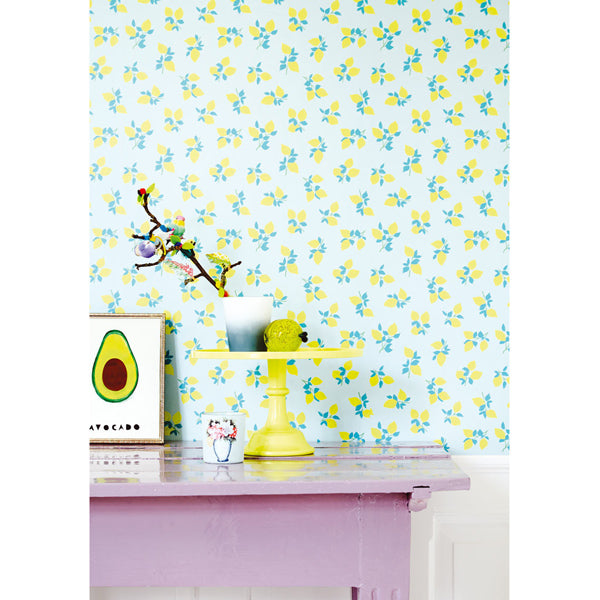 Eijffinger Rice "Everyday Magic" Tapete Juicy Lemon hellblau