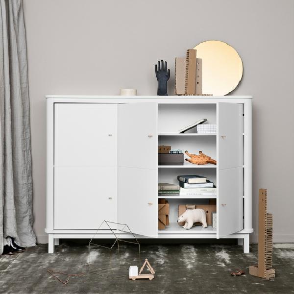 Oliver Furniture Wood Multi-Schrank 3-türig in weiß/Eiche