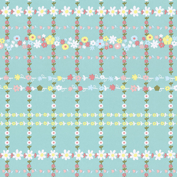 Eijffinger Rice "Everyday Magic" Tapete Floral kariert in mintgrün