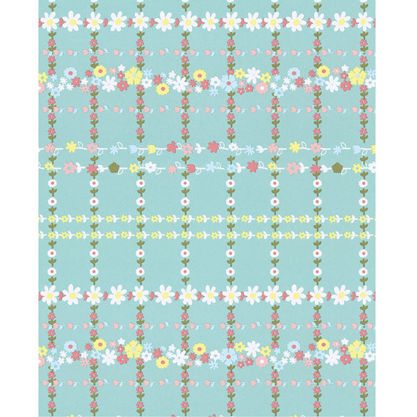 Eijffinger Rice "Everyday Magic" Tapete Floral kariert in mintgrün
