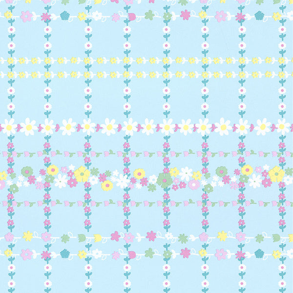 Eijffinger Rice "Everyday Magic" Tapete Floral kariert in hellblau