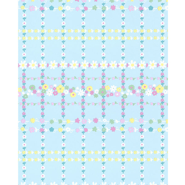 Eijffinger Rice "Everyday Magic" Tapete Floral kariert in hellblau