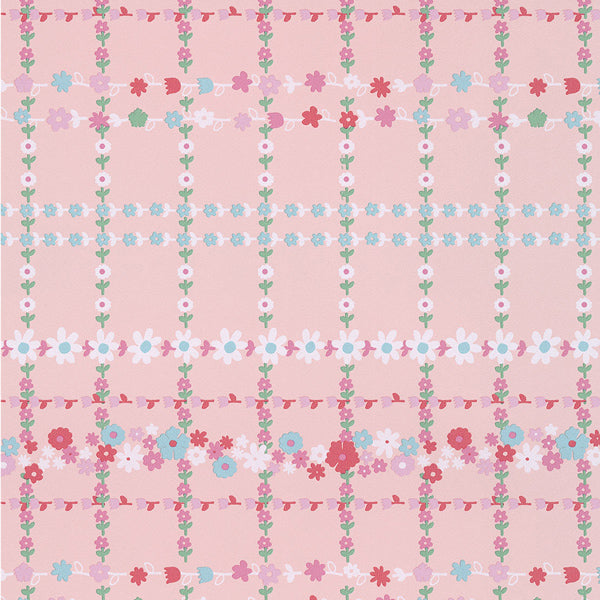 Eijffinger Rice "Everyday Magic" Tapete Floral kariert in rosa