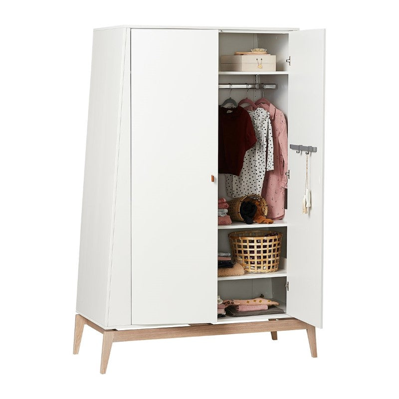 Leander Luna Kleiderschrank in Weiß/Eiche, 190cm