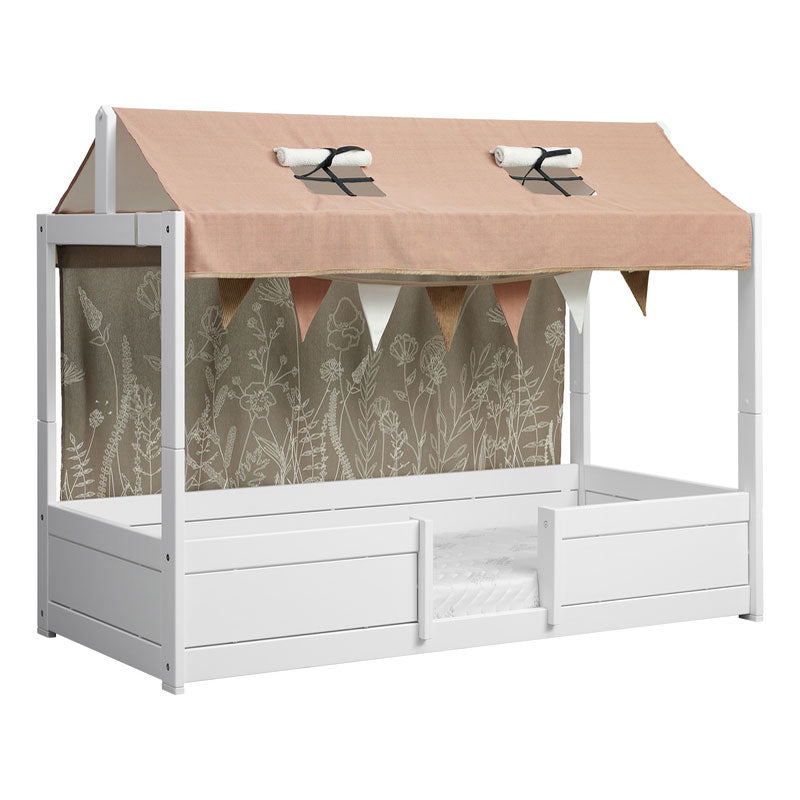 AUSSTELLUNGSSTÜCK LIFETIME 3-in-1 Bett inklusive Stoffdach und Rückwand 'Happy Rabbit' - Bett in weiß mit Matratze