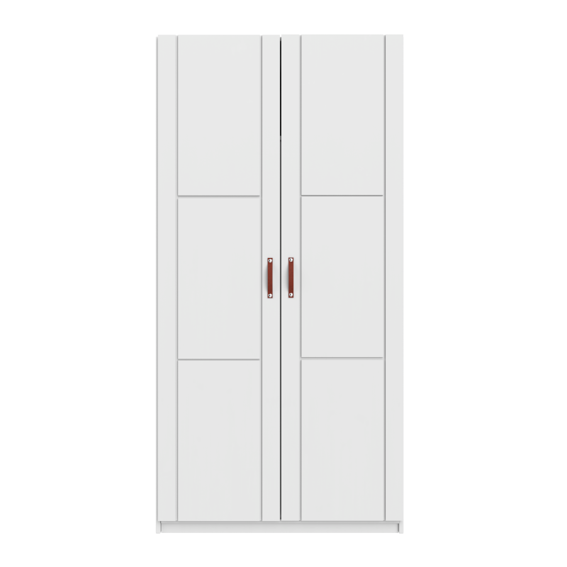 LIFETIME 2-türiger Kleiderschrank mit 3 Böden in weiß oder white wash - 100x201,5cm - Griffe wählbar