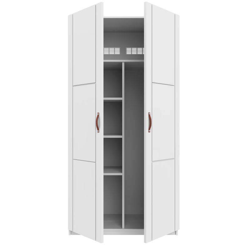 LIFETIME 2-türiger Kleiderschrank mit 3 Böden in weiß oder white wash - 100x201,5cm - Griffe wählbar