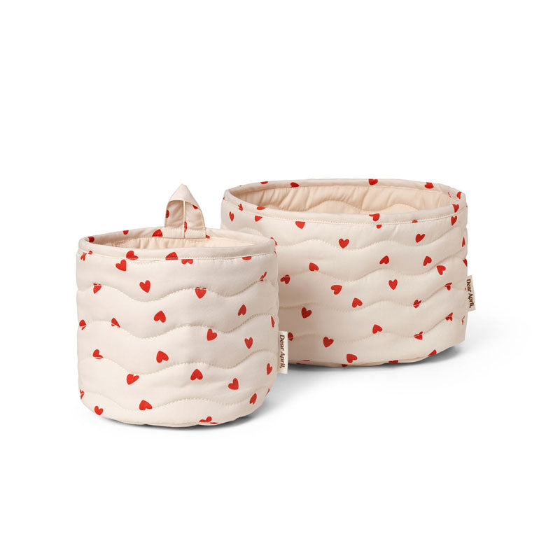 Dear April Aufbewahrungskörbe 2er-Set in 'Little Love' Ø16x17 cm und 20x27x17 cm
