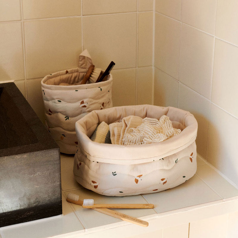 Dear April Aufbewahrungskörbe 2er-Set in 'Songbirds' Ø16x17 cm und 20x27x17 cm