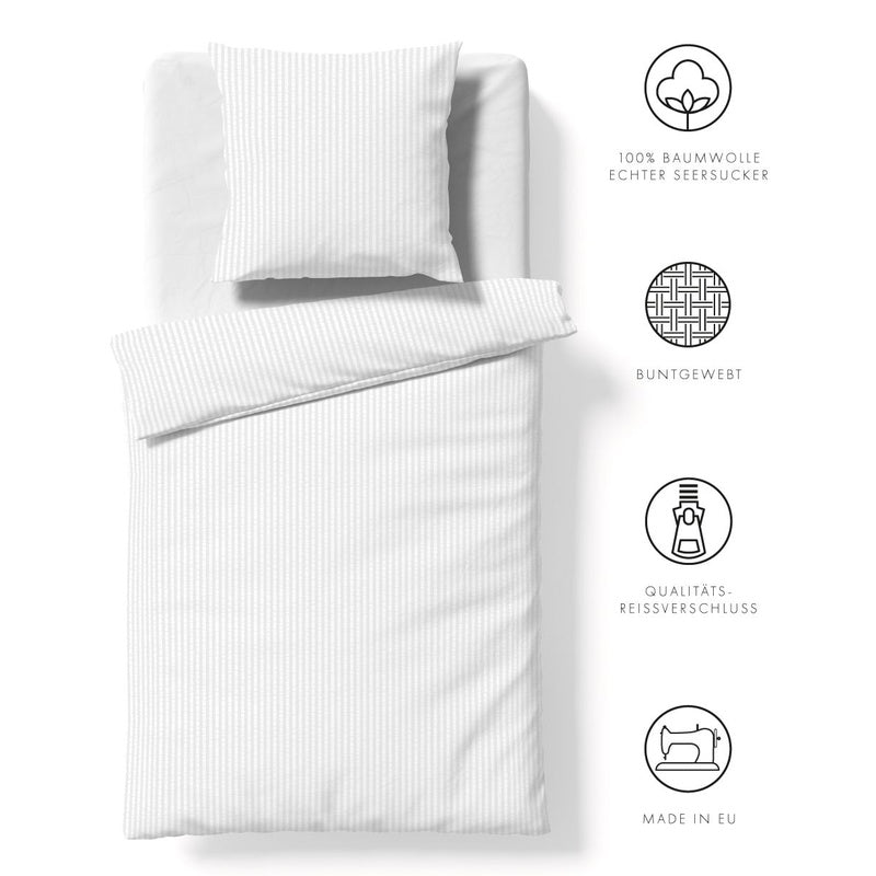Fleuresse Bettwäsche Seersucker Rio weiß 135x200/80x80cm