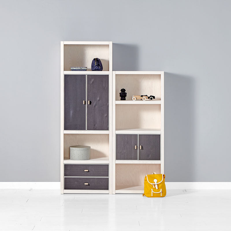 LIFETIME Türenset klein für Regal in white wash mit Kreidetafel Druck - Griffe separat