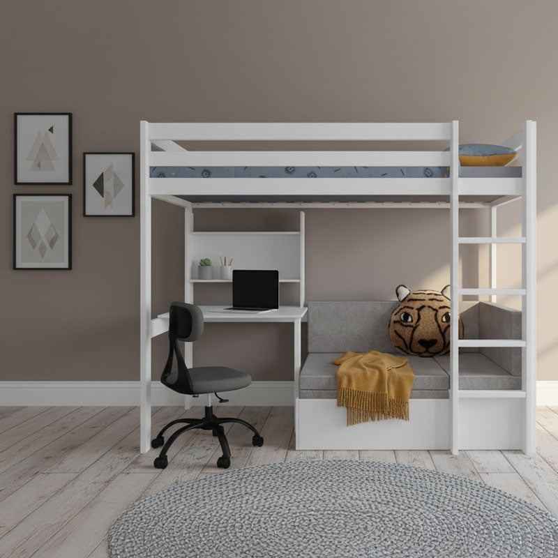 LIFETIME Elements Hochbett 'Study & Relax' 90x200cm in weiß