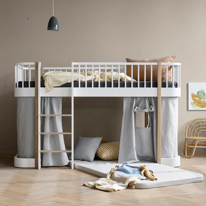 Oliver Furniture Wood Vorhang 128cm grau für halbhohes Bett/Etagenbett inklusive Befestigung