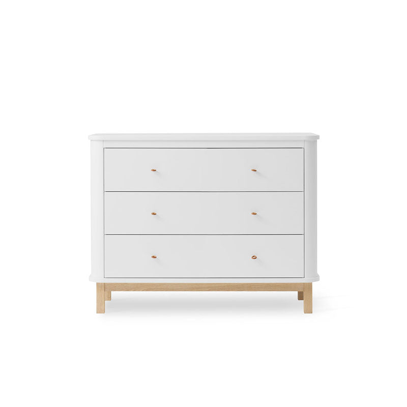 Oliver Furniture Wood Kommode 3 Schubladen in weiß/Eiche