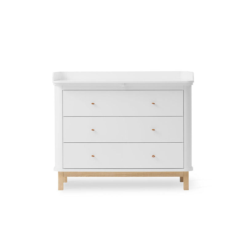 Oliver Furniture Wood Wickelkommode 3 Schubladen in weiß/Eiche