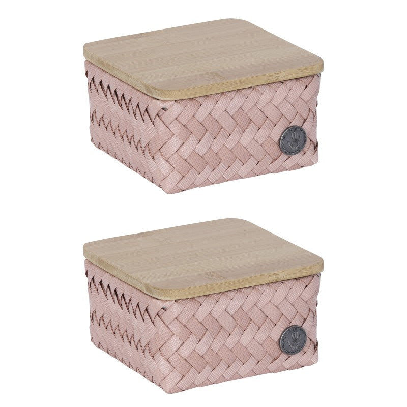Handed By Top Fit - Aufbewahrungskorb 'Tiny' mit Holzdeckel 8x13x13 cm in copper blush