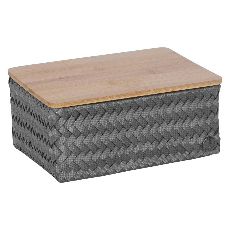 Handed By Top Fit - Aufbewahrungskorb 'Medium High' mit Holzdeckel 11x24x18 cm in dark grey