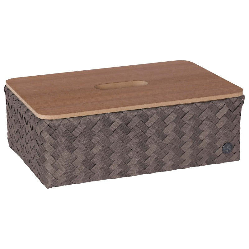 Handed By Grand - Aufbewahrungskorb 'Optimum' mit Holzdeckel 17x44x31 cm in taupe