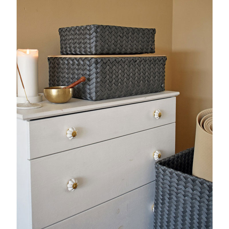 Handed By Grand - Aufbewahrungskorb 'Optimum' mit Holzdeckel 17x44x31 cm in dark grey