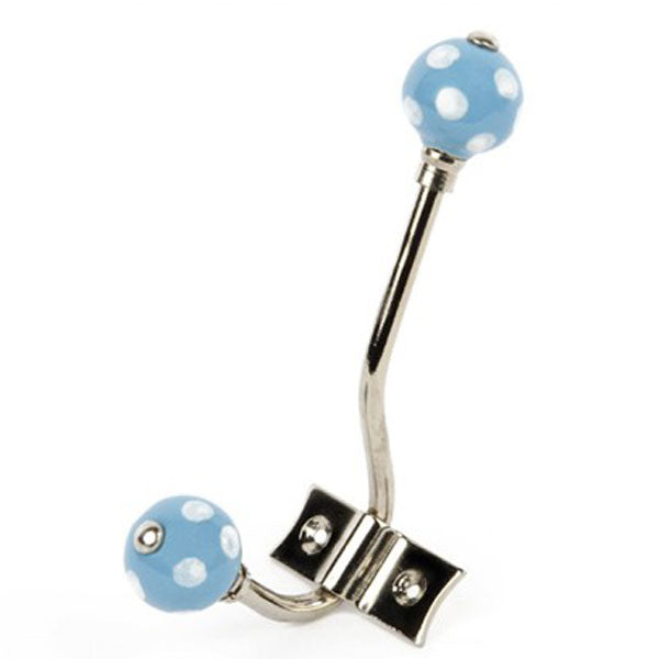 Wandhaken blau mit weißen Punkten