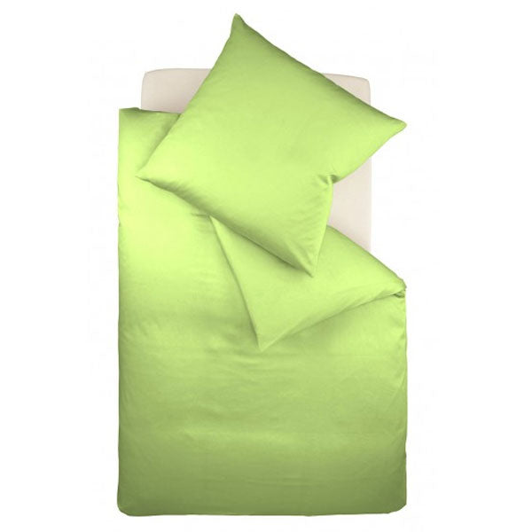 Fleuresse Bettwäsche 140x200/80x80cm Uni apfelgrün aus MakoSatin