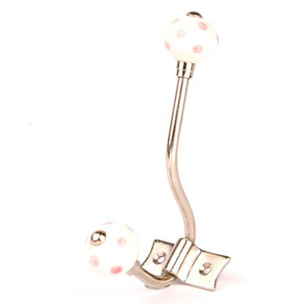 Wandhaken weiß mit rosa Punkten