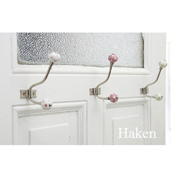 Wandhaken weiß mit rosa Punkten