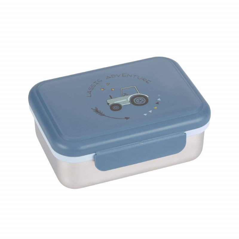 Lässig Edelstahl Brotdose Adventure Traktor blau