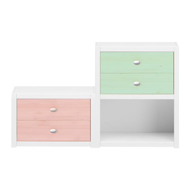 LIFETIME Schubladenset für Regal in white wash mit Kreidetafel Druck - Griffe separat