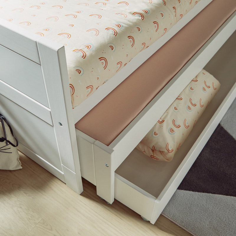 LIFETIME Kojenbett 90x200cm mit Gästebett und Bettkasten in weiß oder white wash