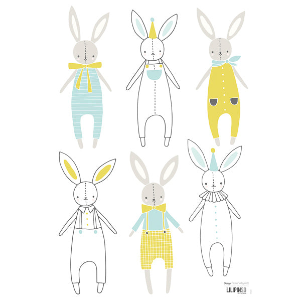 Lilipinso Wandsticker A3 in weiß mit Hasen in blau