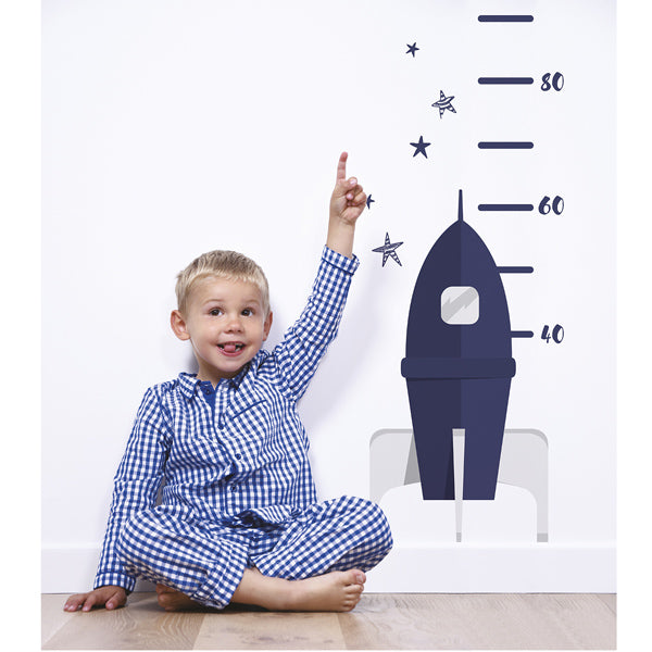 Lilipinso Wandsticker 37x116cm Messlatte mit Rakete in blau