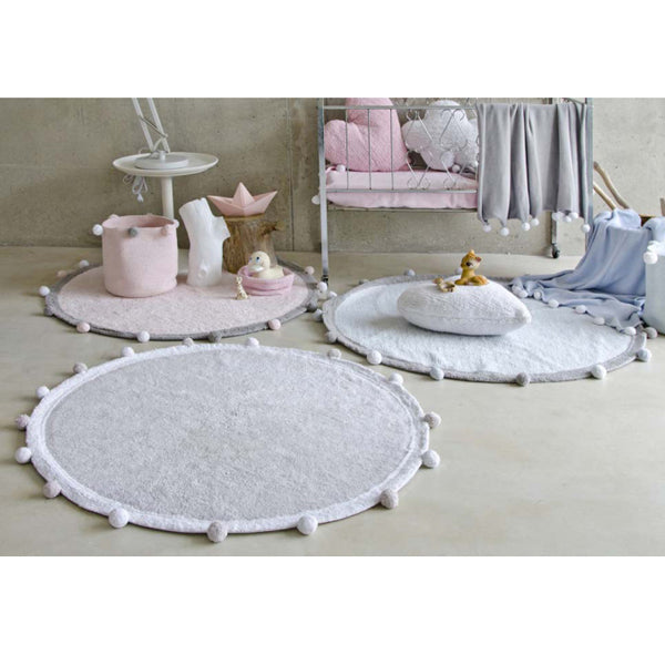 Lorena Canals waschbarer, runder Teppich Bubbly Light Grey Ø120cm