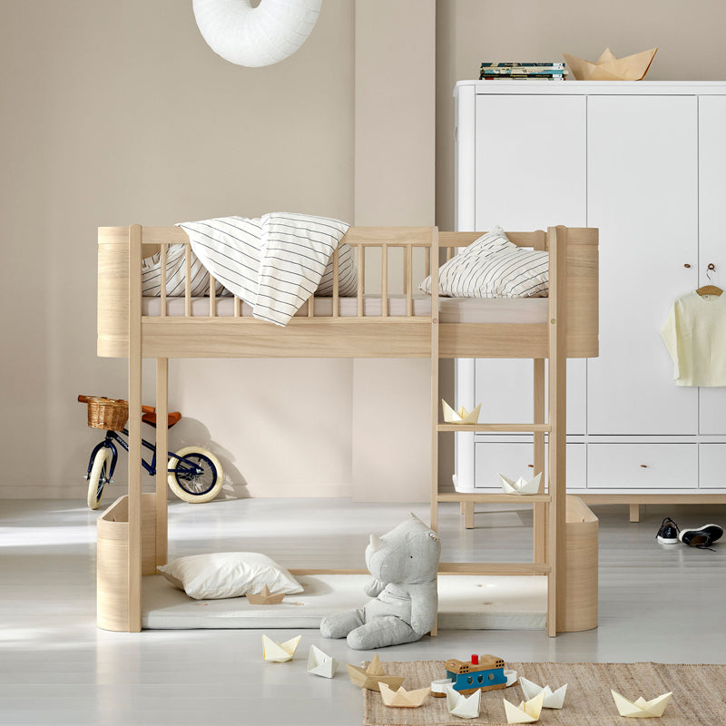 Oliver Furniture Wood Mini+ halbhohes Bett 68x162cm in Eiche