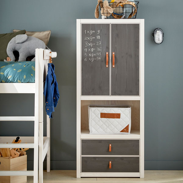 LIFETIME Schubladenset für Regal in white wash mit Kreidetafel Druck - Griffe separat