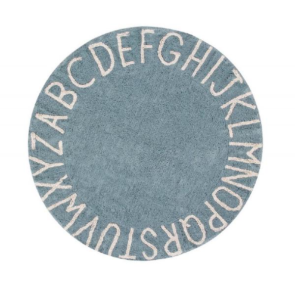 Lorena Canals waschbarer, runder Teppich ABC Vintage Blue-Natural Ø150cm