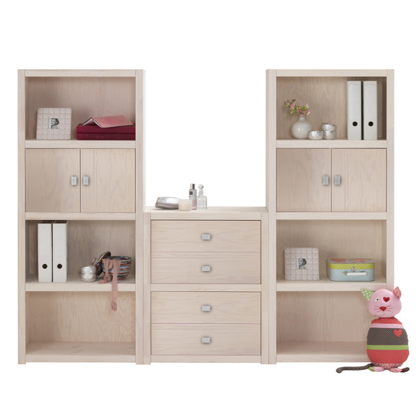 LIFETIME Schubladenset für Regal in white wash mit Kreidetafel Druck - Griffe separat