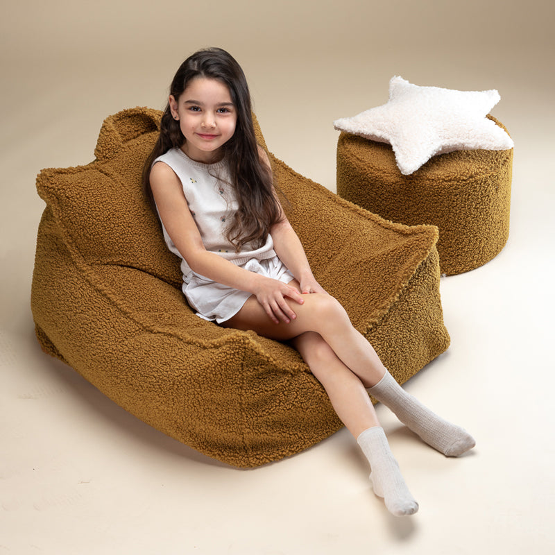 Wigiwama kleiner Sitzsack Bär aus Teddy-Stoff in 'Maple, 70x60cm