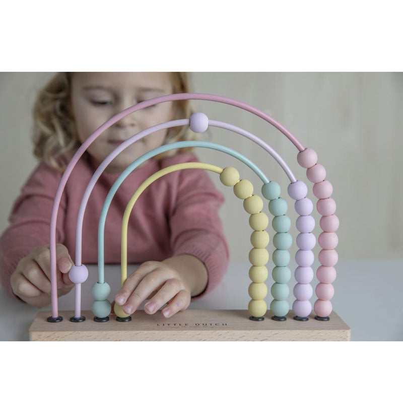 Little Dutch Holzspielzeug Motorik-Regenbogen Abakus pink