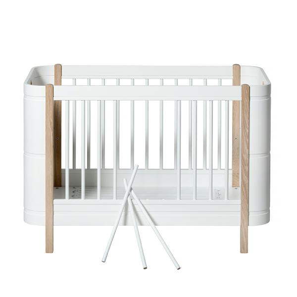 Oliver Furniture Wood Mini+ Babybett inklusive Umbauset Juniorbett 0-9 Jahre weiß/Eiche