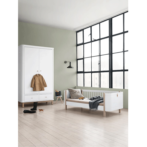 Oliver Furniture Wood Mini+ Babybett inklusive Umbauset Juniorbett 0-9 Jahre weiß/Eiche