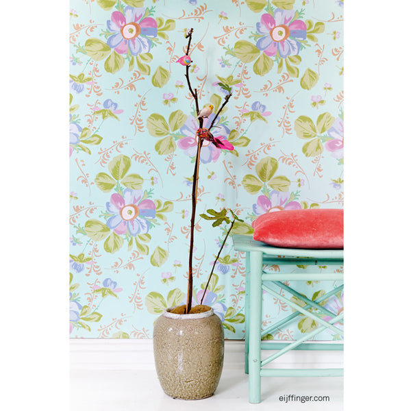 Eijffinger Rice "Everyday Magic" Tapete Floral in aqua