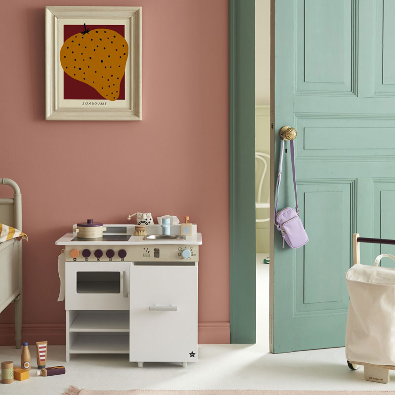 Kids Concept Spielküche mit Geschirrspüler aus Holz in weiß ca. H 50cm