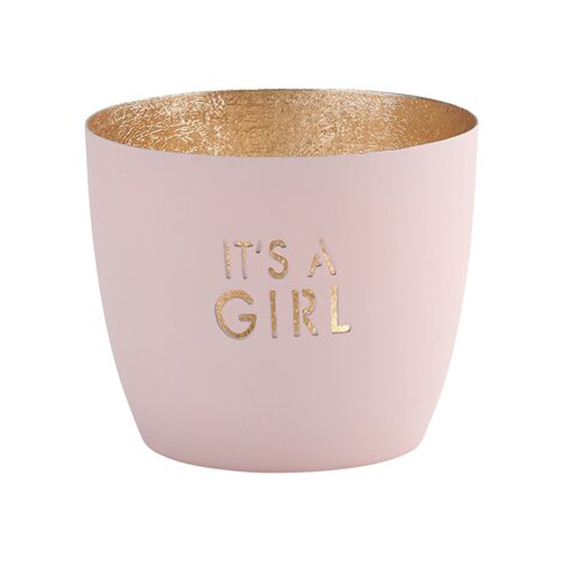 Giftcompany Windlicht 'IT'S A GIRL' in pastellrosa/gold