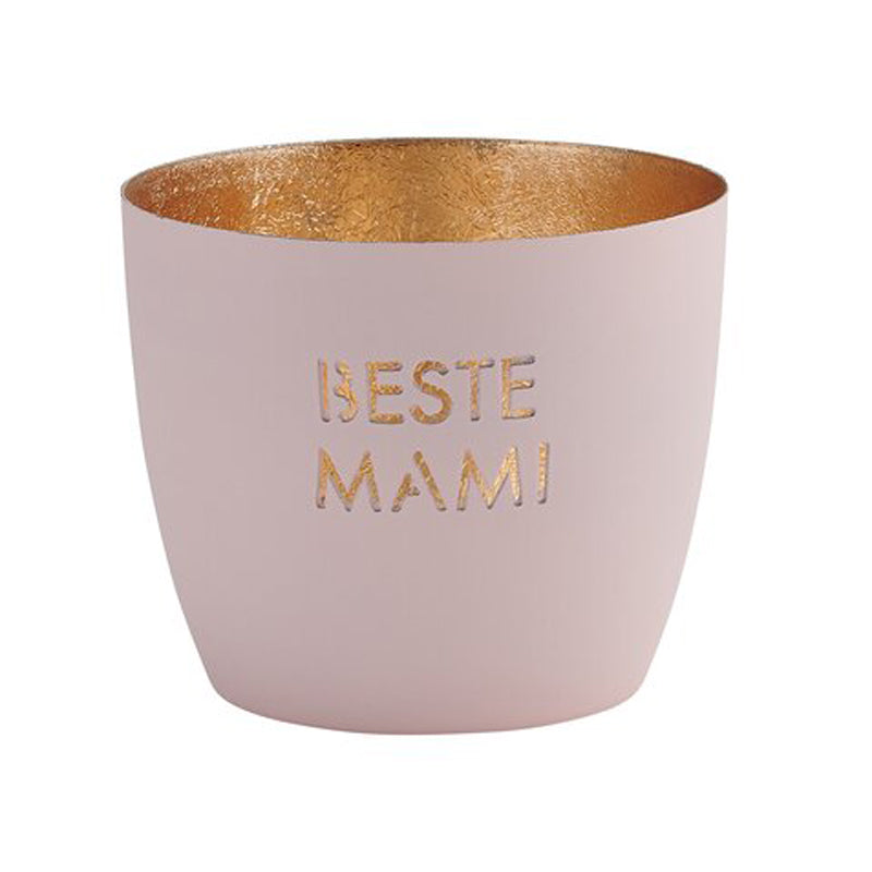 Giftcompany Windlicht 'BESTE MAMI' in pastellrosa/gold