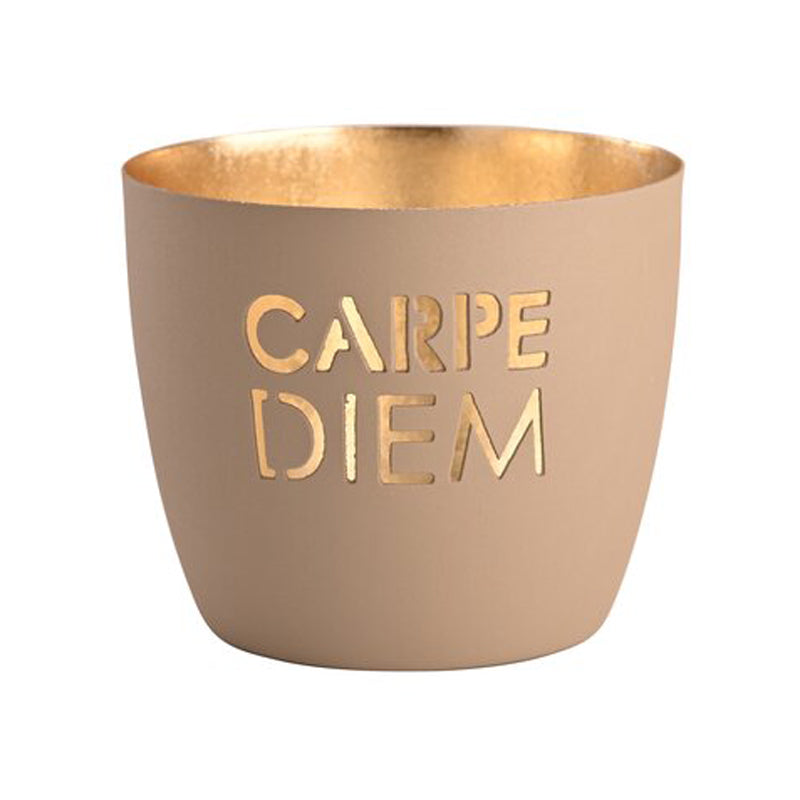 Giftcompany Windlicht 'Carpe Diem' in sandstone/gold