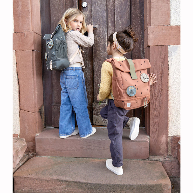 Lässig kleiner Rucksack Rolltop 'Happy Prints' in karamell