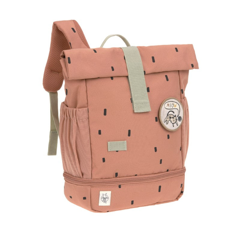 Lässig kleiner Rucksack Rolltop 'Happy Prints' in karamell