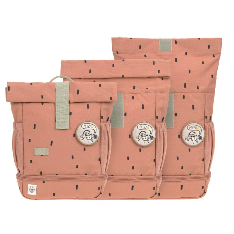 Lässig kleiner Rucksack Rolltop 'Happy Prints' in karamell