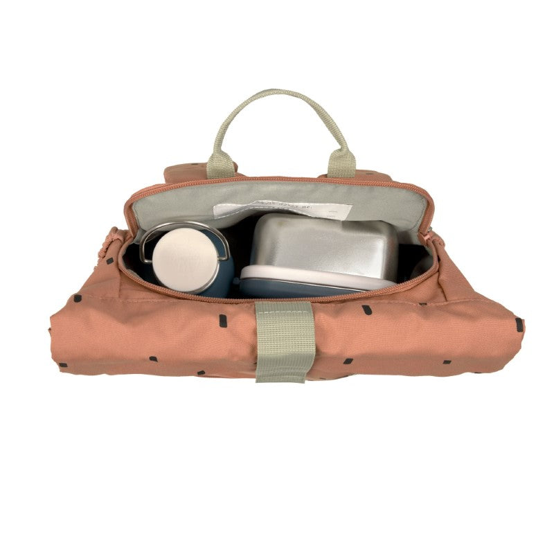 Lässig kleiner Rucksack Rolltop 'Happy Prints' in karamell